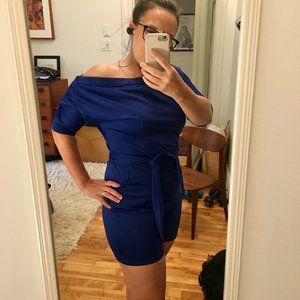 Bright Blue Cold Shoulder Romper L